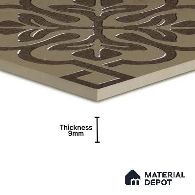 Metallic Wall Handmade Tile TL 05866 G Floral Frame Antique Charm 148 mm x 148 mm Vitrified - 9 mm | 6 Random Patterns | Suitable For Kitchen, Accent/Feature Wall, Bathroom