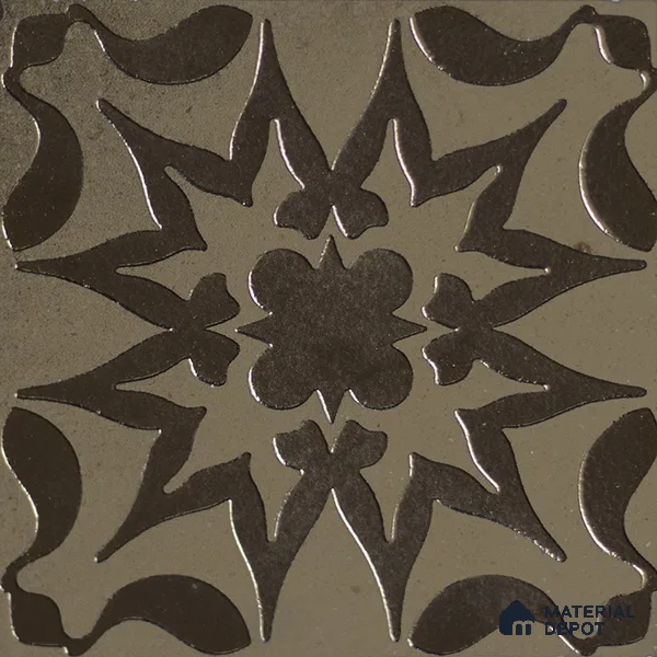 Metallic Wall Handmade Tile TL 05866 H Floral Burst Antique Charm 148 mm x 148 mm Vitrified - 9 mm | 6 Random Patterns | Suitable For Kitchen, Accent/Feature Wall, Bathroom