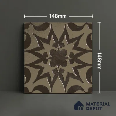 Metallic Wall Handmade Tile TL 05866 H Floral Burst Antique Charm 148 mm x 148 mm Vitrified - 9 mm | 6 Random Patterns | Suitable For Kitchen, Accent/Feature Wall, Bathroom