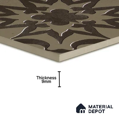Metallic Wall Handmade Tile TL 05866 H Floral Burst Antique Charm 148 mm x 148 mm Vitrified - 9 mm | 6 Random Patterns | Suitable For Kitchen, Accent/Feature Wall, Bathroom