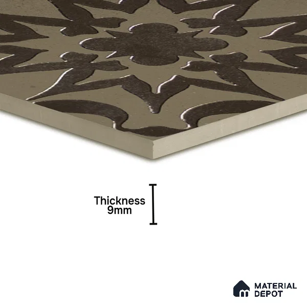 Metallic Wall Handmade Tile TL 05866 H Floral Burst Antique Charm 148 mm x 148 mm Vitrified - 9 mm | 6 Random Patterns | Suitable For Kitchen, Accent/Feature Wall, Bathroom