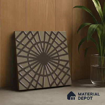 Metallic Wall Handmade Tile TL 05866 I Radiant Star Antique Charm 148 mm x 148 mm Vitrified - 9 mm | 6 Random Patterns | Suitable For Kitchen, Bathroom, Accent/Feature Wall