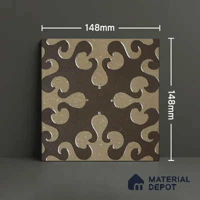 Metallic Wall Handmade Tile TL 05866 J Swirl Bloom Antique Charm 148 mm x 148 mm Vitrified - 9 mm | 6 Random Patterns | Suitable For Kitchen, Accent/Feature Wall, Bathroom