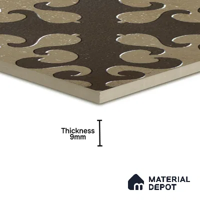 Metallic Wall Handmade Tile TL 05866 J Swirl Bloom Antique Charm 148 mm x 148 mm Vitrified - 9 mm | 6 Random Patterns | Suitable For Kitchen, Accent/Feature Wall, Bathroom