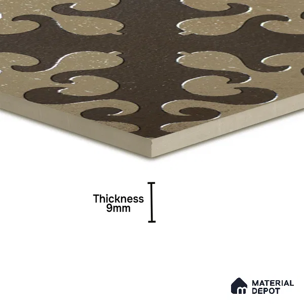 Metallic Wall Handmade Tile TL 05866 J Swirl Bloom Antique Charm 148 mm x 148 mm Vitrified - 9 mm | 6 Random Patterns | Suitable For Kitchen, Accent/Feature Wall, Bathroom