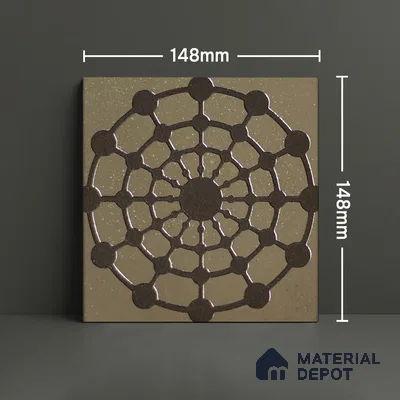 Metallic Wall Handmade Tile TL 05866 K Circle Web Antique Charm 148 mm x 148 mm Vitrified - 9 mm | 6 Random Patterns | Suitable For Kitchen, Accent/Feature Wall, Bathroom