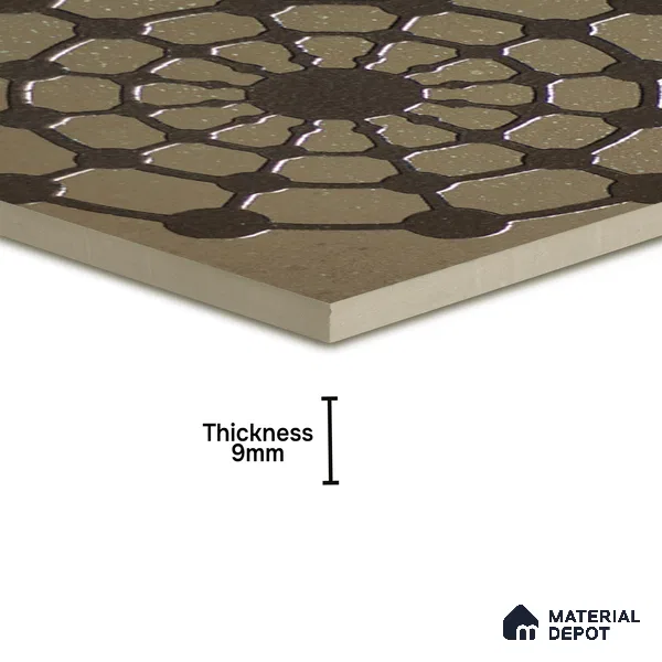 Metallic Wall Handmade Tile TL 05866 K Circle Web Antique Charm 148 mm x 148 mm Vitrified - 9 mm | 6 Random Patterns | Suitable For Kitchen, Accent/Feature Wall, Bathroom
