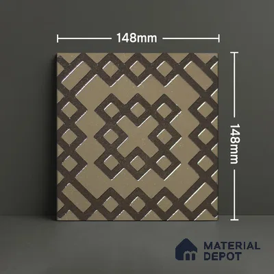 Metallic Wall Handmade Tile TL 05866 L Lattice Squares Antique Charm 148 mm x 148 mm Vitrified - 9 mm | 6 Random Patterns | Suitable For Kitchen, Accent/Feature Wall, Bathroom