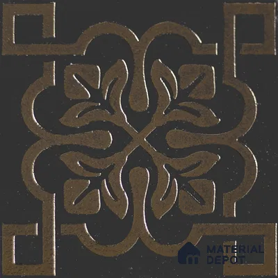 Metallic Wall Handmade Tile TL 05866 Floral Frame Bronze Charm 148 mm x 148 mm Vitrified - 9 mm | 6 Random Patterns | Suitable For Living Room, Bedroom, Kitchen