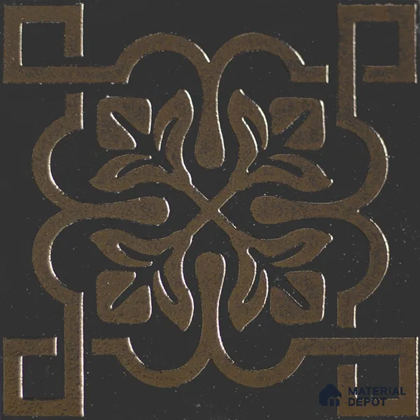 Metallic Wall Handmade Tile TL 05866 Floral Frame Bronze Charm 148 mm x 148 mm Vitrified - 9 mm | 6 Random Patterns | Suitable For Living Room, Bedroom, Kitchen