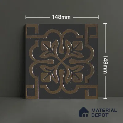 Metallic Wall Handmade Tile TL 05866 Floral Frame Bronze Charm 148 mm x 148 mm Vitrified - 9 mm | 6 Random Patterns | Suitable For Living Room, Bedroom, Kitchen
