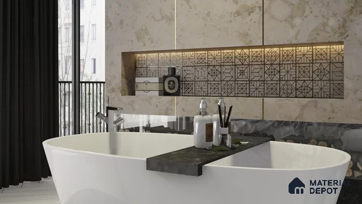 Metallic Wall Handmade Tile TL 05864 B Petal Star Bronze Scroll 96 mm x 96 mm Vitrified - 9 mm | 4 Random Patterns | Suitable For Kitchen, Accent/Feature Wall, Bathroom