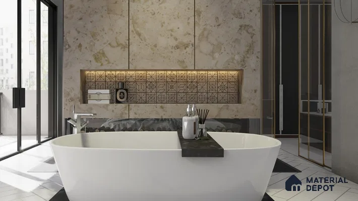 Metallic Wall Handmade Tile TL 05864 B Petal Star Bronze Scroll 96 mm x 96 mm Vitrified - 9 mm | 4 Random Patterns | Suitable For Kitchen, Accent/Feature Wall, Bathroom