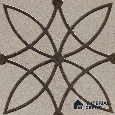 Metallic Wall Handmade Tile TL 05864 B Petal Star Bronze Scroll 96 mm x 96 mm Vitrified - 9 mm | 4 Random Patterns | Suitable For Kitchen, Accent/Feature Wall, Bathroom