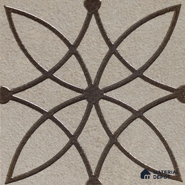 Metallic Wall Handmade Tile TL 05864 B Petal Star Bronze Scroll 96 mm x 96 mm Vitrified - 9 mm | 4 Random Patterns | Suitable For Kitchen, Accent/Feature Wall, Bathroom