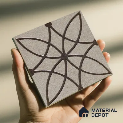 Metallic Wall Handmade Tile TL 05864 B Petal Star Bronze Scroll 96 mm x 96 mm Vitrified - 9 mm | 4 Random Patterns | Suitable For Kitchen, Accent/Feature Wall, Bathroom