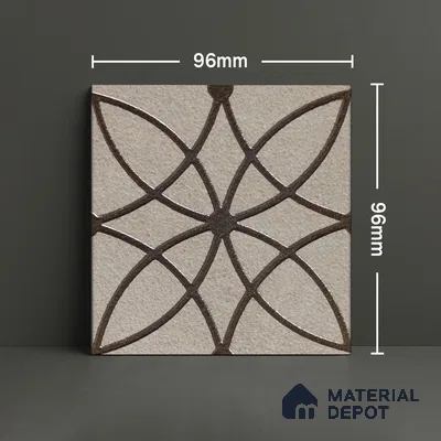 Metallic Wall Handmade Tile TL 05864 B Petal Star Bronze Scroll 96 mm x 96 mm Vitrified - 9 mm | 4 Random Patterns | Suitable For Kitchen, Accent/Feature Wall, Bathroom