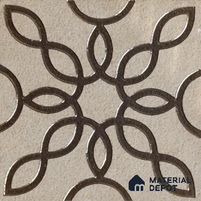 Metallic Wall Handmade Tile TL 05864 C Floral Loop Bronze Scroll 96 mm x 96 mm Vitrified - 9 mm | 4 Random Patterns | Suitable For Living Room, Bedroom, Kitchen
