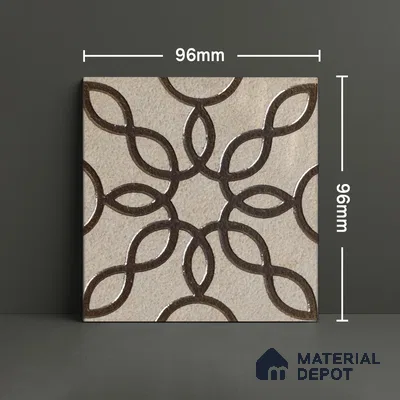Metallic Wall Handmade Tile TL 05864 C Floral Loop Bronze Scroll 96 mm x 96 mm Vitrified - 9 mm | 4 Random Patterns | Suitable For Living Room, Bedroom, Kitchen