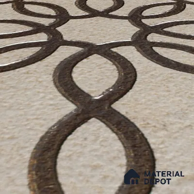 Metallic Wall Handmade Tile TL 05864 C Floral Loop Bronze Scroll 96 mm x 96 mm Vitrified - 9 mm | 4 Random Patterns | Suitable For Living Room, Bedroom, Kitchen