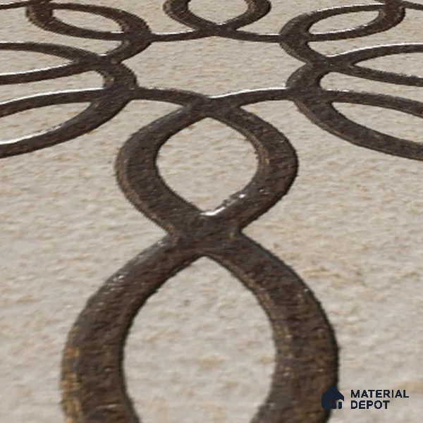 Metallic Wall Handmade Tile TL 05864 C Floral Loop Bronze Scroll 96 mm x 96 mm Vitrified - 9 mm | 4 Random Patterns | Suitable For Living Room, Bedroom, Kitchen
