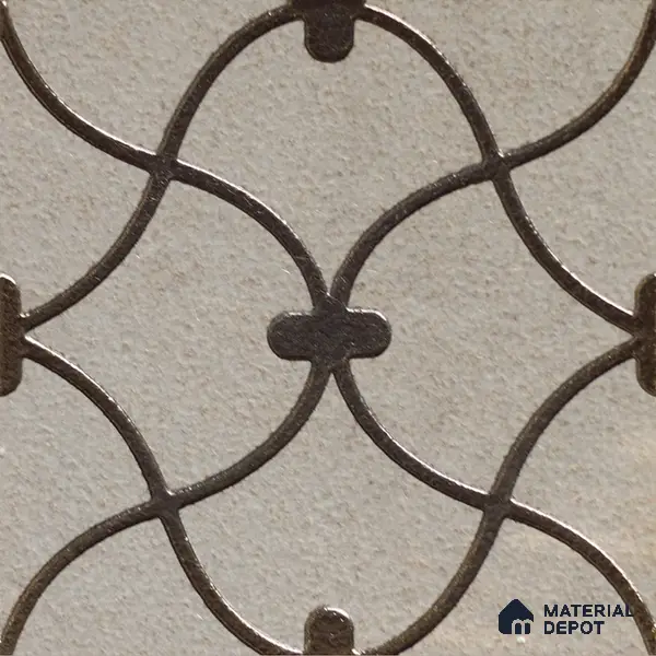 Metallic Wall Handmade Tile TL 05864 D Oval Grid Bronze Scroll 96 mm x 96 mm Vitrified - 9 mm | 4 Random Patterns | Suitable For Living Room, Bedroom, Kitchen