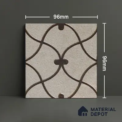 Metallic Wall Handmade Tile TL 05864 D Oval Grid Bronze Scroll 96 mm x 96 mm Vitrified - 9 mm | 4 Random Patterns | Suitable For Living Room, Bedroom, Kitchen