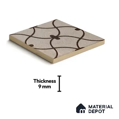 Metallic Wall Handmade Tile TL 05864 D Oval Grid Bronze Scroll 96 mm x 96 mm Vitrified - 9 mm | 4 Random Patterns | Suitable For Living Room, Bedroom, Kitchen