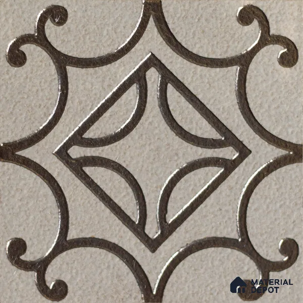 Metallic Wall Handmade Tile TL 05864 Center Diamond Bronze Scroll 96 mm x 96 mm Vitrified - 9 mm | 4 Random Patterns | Suitable For Living Room, Bedroom, Kitchen