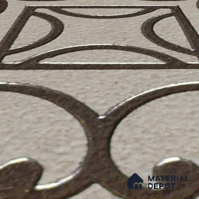 Metallic Wall Handmade Tile TL 05864 Center Diamond Bronze Scroll 96 mm x 96 mm Vitrified - 9 mm | 4 Random Patterns | Suitable For Living Room, Bedroom, Kitchen