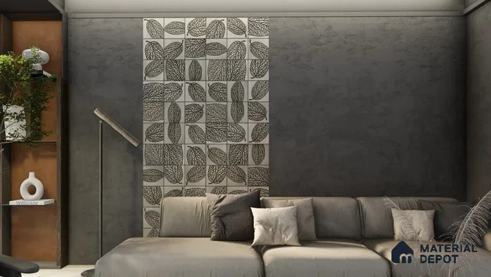 Metallic Wall Handmade Tile TL 05865 D Elegant Veins Leaf Vein 197 mm x 197 mm Vitrified - 9 mm | 4 Random Patterns | Suitable For Kitchen, Accent/Feature Wall, Bathroom
