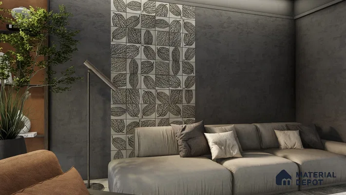 Metallic Wall Handmade Tile TL 05865 D Elegant Veins Leaf Vein 197 mm x 197 mm Vitrified - 9 mm | 4 Random Patterns | Suitable For Kitchen, Accent/Feature Wall, Bathroom