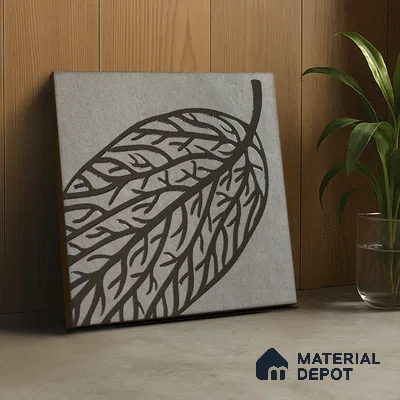 Metallic Wall Handmade Tile TL 05865 B Bold Veins Leaf Vein 197 mm x 197 mm Vitrified - 9 mm | 4 Random Patterns | Suitable For Living Room, Bedroom, Kitchen