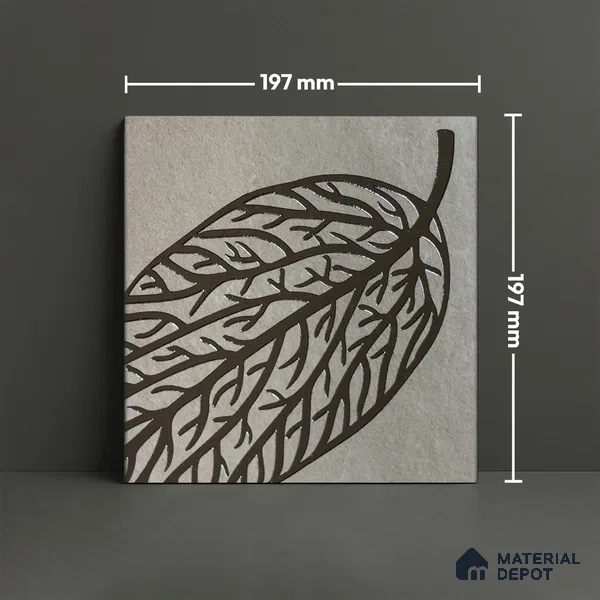 Metallic Wall Handmade Tile TL 05865 B Bold Veins Leaf Vein 197 mm x 197 mm Vitrified - 9 mm | 4 Random Patterns | Suitable For Living Room, Bedroom, Kitchen