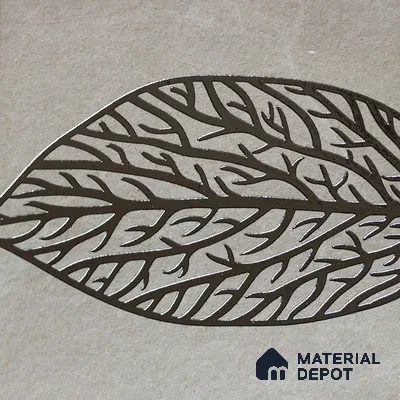 Metallic Wall Handmade Tile TL 05865 C Leaf Apex Leaf Vein 197 mm x 197 mm Vitrified - 9 mm | 4 Random Patterns | Suitable For Living Room, Bedroom, Kitchen