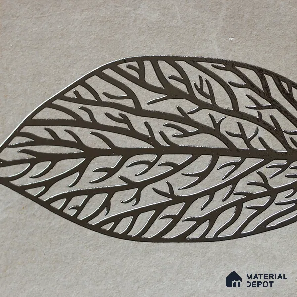 Metallic Wall Handmade Tile TL 05865 C Leaf Apex Leaf Vein 197 mm x 197 mm Vitrified - 9 mm | 4 Random Patterns | Suitable For Living Room, Bedroom, Kitchen