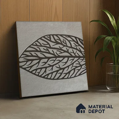Metallic Wall Handmade Tile TL 05865 C Leaf Apex Leaf Vein 197 mm x 197 mm Vitrified - 9 mm | 4 Random Patterns | Suitable For Living Room, Bedroom, Kitchen