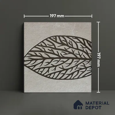 Metallic Wall Handmade Tile TL 05865 C Leaf Apex Leaf Vein 197 mm x 197 mm Vitrified - 9 mm | 4 Random Patterns | Suitable For Living Room, Bedroom, Kitchen