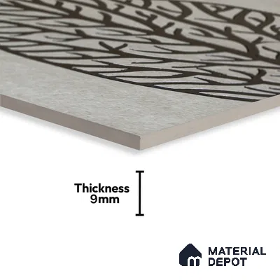 Metallic Wall Handmade Tile TL 05865 C Leaf Apex Leaf Vein 197 mm x 197 mm Vitrified - 9 mm | 4 Random Patterns | Suitable For Living Room, Bedroom, Kitchen