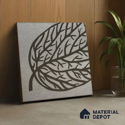 Metallic Wall Handmade Tile TL 05865 D Elegant Veins Leaf Vein 197 mm x 197 mm Vitrified - 9 mm | 4 Random Patterns | Suitable For Kitchen, Accent/Feature Wall, Bathroom