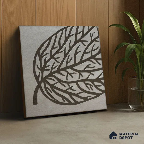 Metallic Wall Handmade Tile TL 05865 D Elegant Veins Leaf Vein 197 mm x 197 mm Vitrified - 9 mm | 4 Random Patterns | Suitable For Kitchen, Accent/Feature Wall, Bathroom
