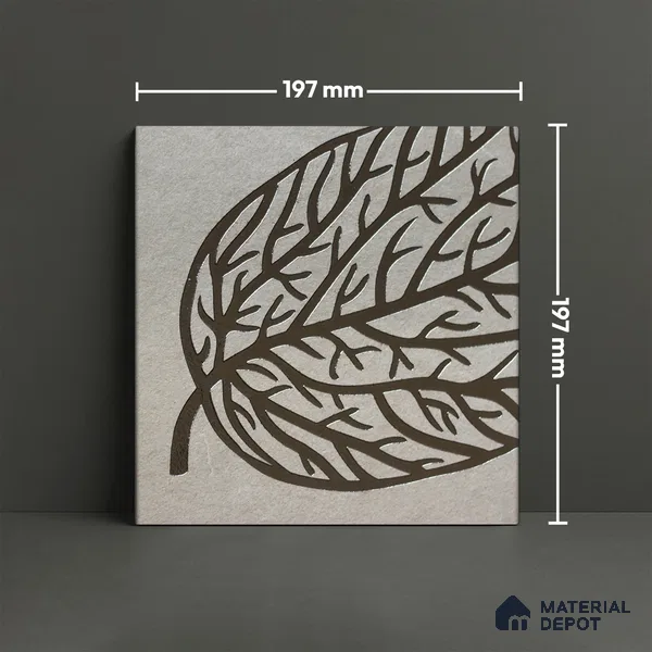 Metallic Wall Handmade Tile TL 05865 D Elegant Veins Leaf Vein 197 mm x 197 mm Vitrified - 9 mm | 4 Random Patterns | Suitable For Kitchen, Accent/Feature Wall, Bathroom