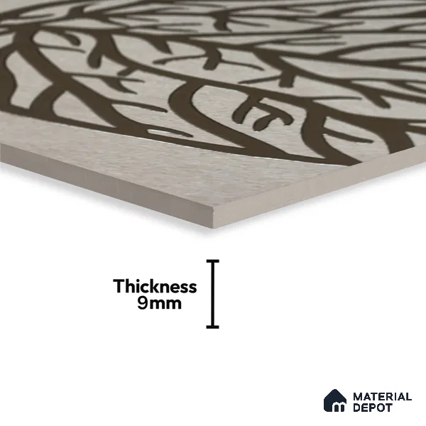 Metallic Wall Handmade Tile TL 05865 D Elegant Veins Leaf Vein 197 mm x 197 mm Vitrified - 9 mm | 4 Random Patterns | Suitable For Kitchen, Accent/Feature Wall, Bathroom