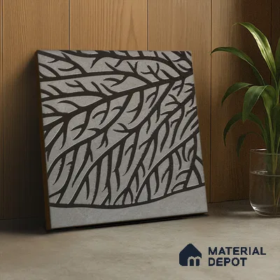 Metallic Wall Handmade Tile TL 05865 Vein Branch Leaf Vein 197 mm x 197 mm Vitrified - 9 mm | 4 Random Patterns | Suitable For Living Room, Bedroom, Kitchen
