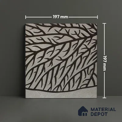 Metallic Wall Handmade Tile TL 05865 Vein Branch Leaf Vein 197 mm x 197 mm Vitrified - 9 mm | 4 Random Patterns | Suitable For Living Room, Bedroom, Kitchen
