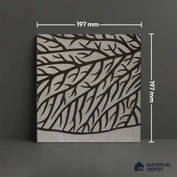 Metallic Wall Handmade Tile TL 05865 Vein Branch Leaf Vein 197 mm x 197 mm Vitrified - 9 mm | 4 Random Patterns | Suitable For Living Room, Bedroom, Kitchen
