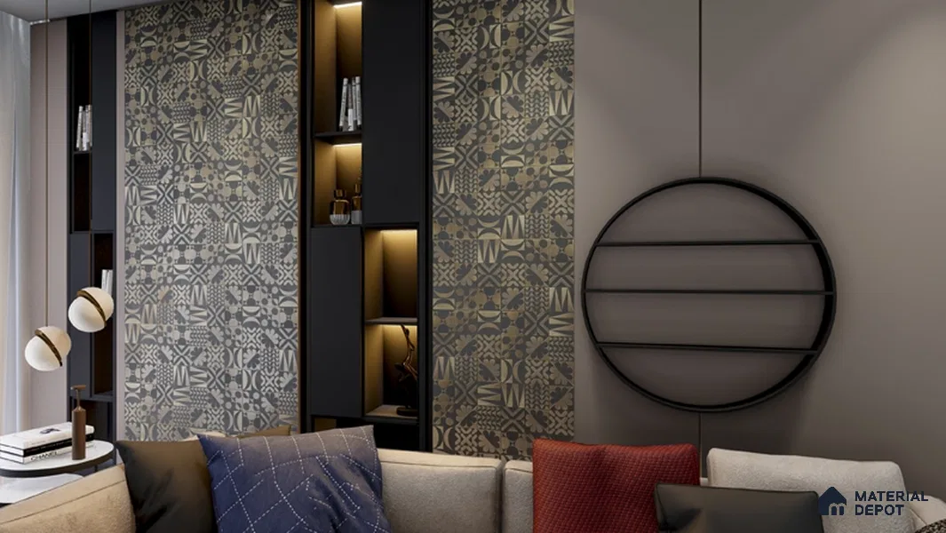 Metallic Wall Handmade Tile TL 05867 F Sphere Divide Opulent Metal 96 mm x 96 mm Vitrified - 9 mm | 8 Random Patterns | Suitable For Living Room, Bedroom, Kitchen