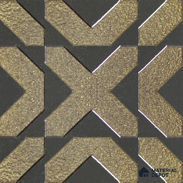 Metallic Wall Handmade Tile TL 05867 B Cross Edge Opulent Metal 96 mm x 96 mm Vitrified - 9 mm | 8 Random Patterns | Suitable For Living Room, Bedroom, Kitchen