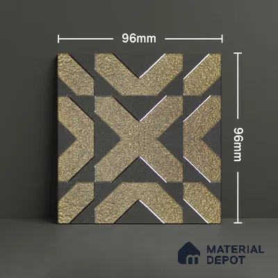 Metallic Wall Handmade Tile TL 05867 B Cross Edge Opulent Metal 96 mm x 96 mm Vitrified - 9 mm | 8 Random Patterns | Suitable For Living Room, Bedroom, Kitchen