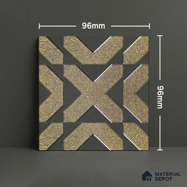 Metallic Wall Handmade Tile TL 05867 B Cross Edge Opulent Metal 96 mm x 96 mm Vitrified - 9 mm | 8 Random Patterns | Suitable For Living Room, Bedroom, Kitchen